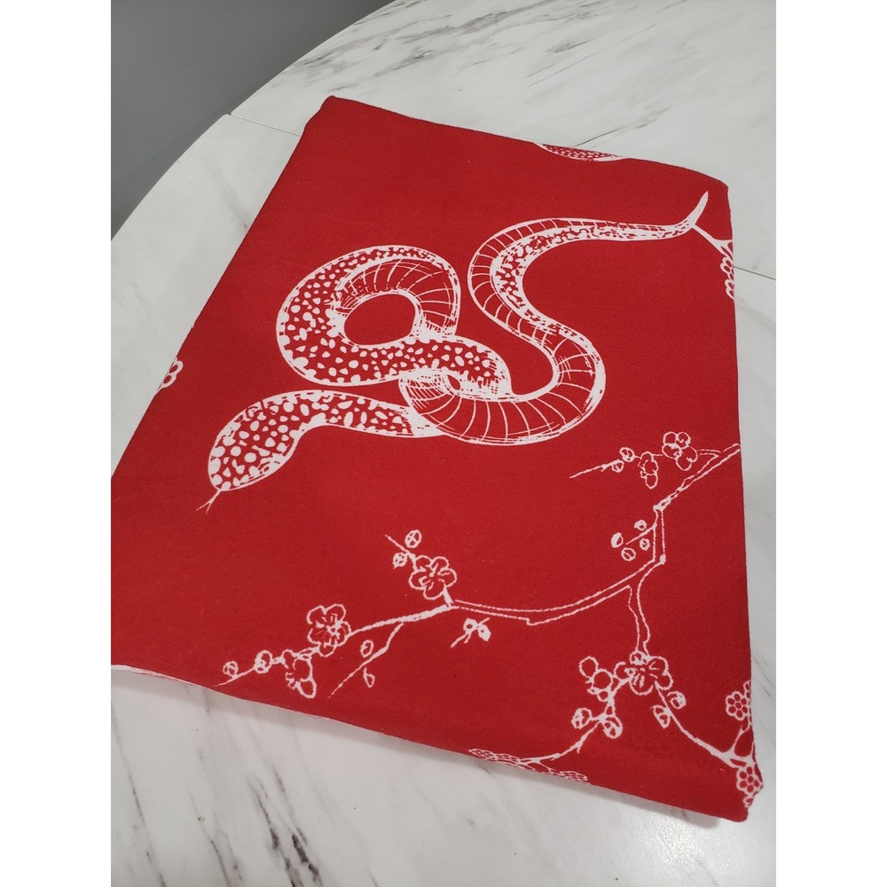 NEVER USED SNAKE CHERRY BLOSSOMS TABLECLOTH OBLONG‎ ASIAN CHINESE ORIENTAL DECOR